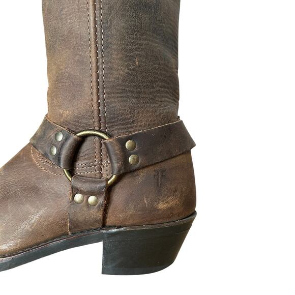 Frye Vintage Brown Leather Square Toe Harness BootSize 9.5 - Picture 7 of 13